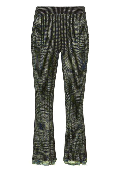 Pantaloni in maglia a coste Space Dye in blu, lime e nero - donna PROENZA SCHOULER WHITE LABEL | Pantaloni | WL2337930984