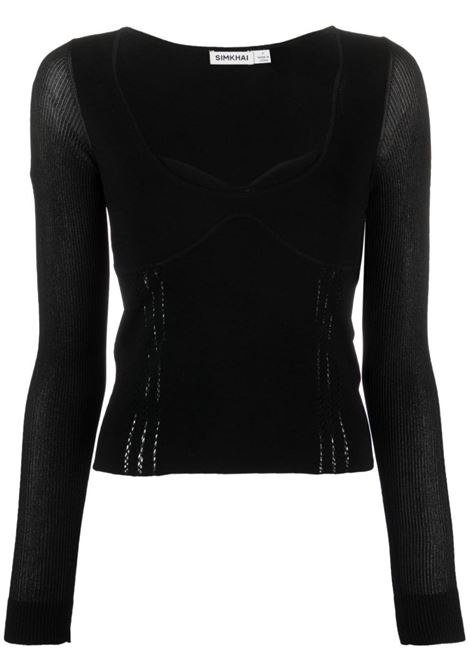 Top con scollo a cuore in nero - donna