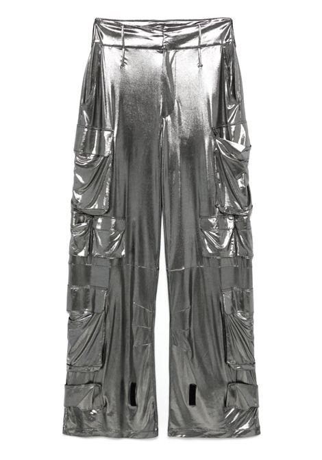 Silver lamé-effect cargo pants Amen - women AMEN | HMW24309018