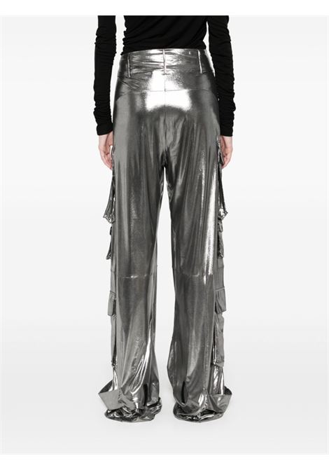 Silver lamé-effect cargo pants Amen - women AMEN | HMW24309018