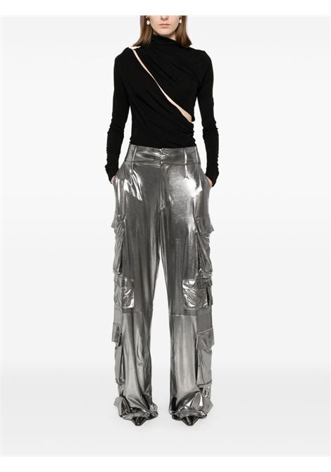 Silver lamé-effect cargo pants Amen - women AMEN | HMW24309018