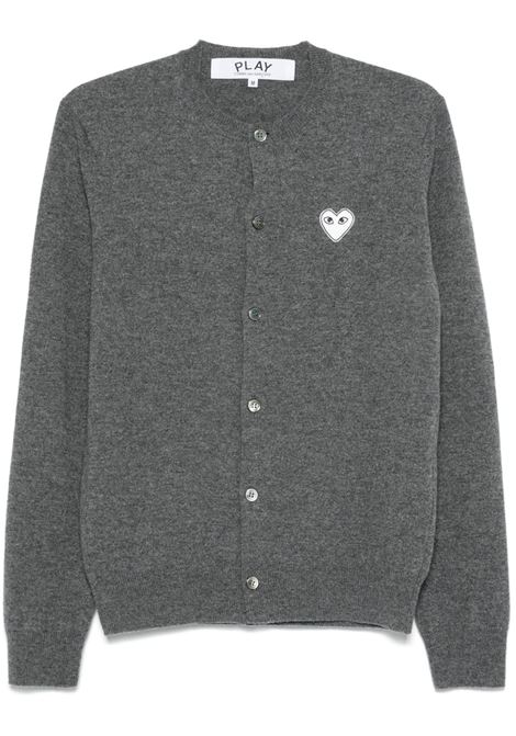 Grey logo-patch cardigan Comme des garcons play - men COMME DES GARCONS PLAY | Sweaters | AXN0610513