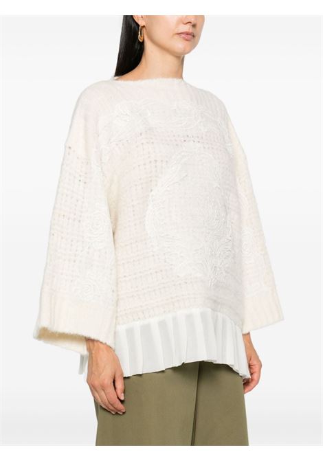 Maglione con applicazione in pizzo in bianco Maurizio - donna MAURIZIO | W08202078MZW4MAT24