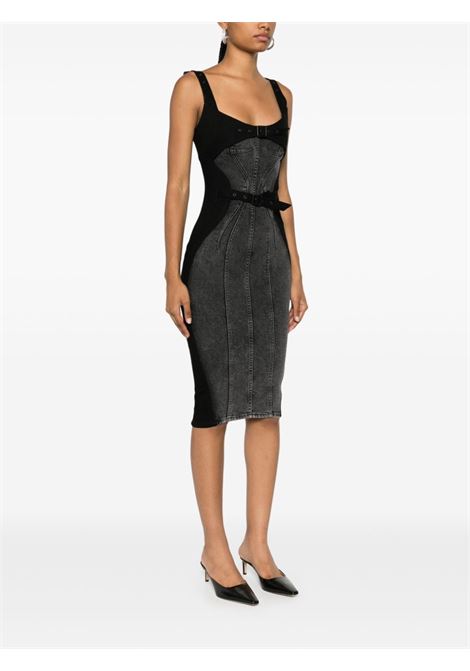 Abito midi denim con fibbia in nero Mugler - donna MUGLER | 24F6RO1617211W9999