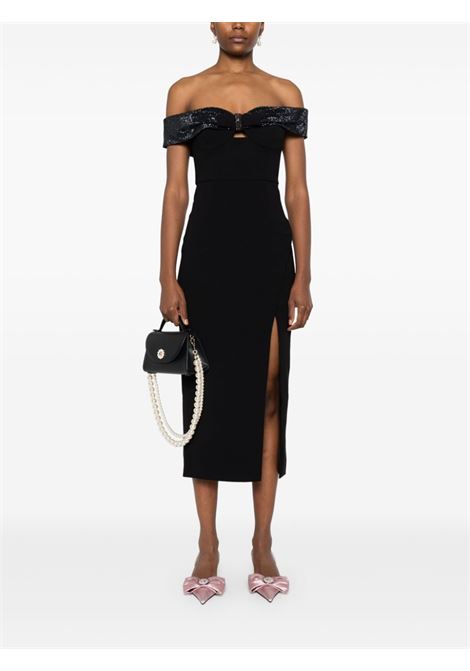 Abito midi con fiocco in nero Self-portrait - donna SELF-PORTRAIT | RS25900MB