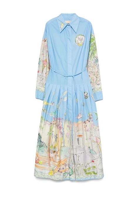 Abito in cotone con stampa in celeste Alemais - donna