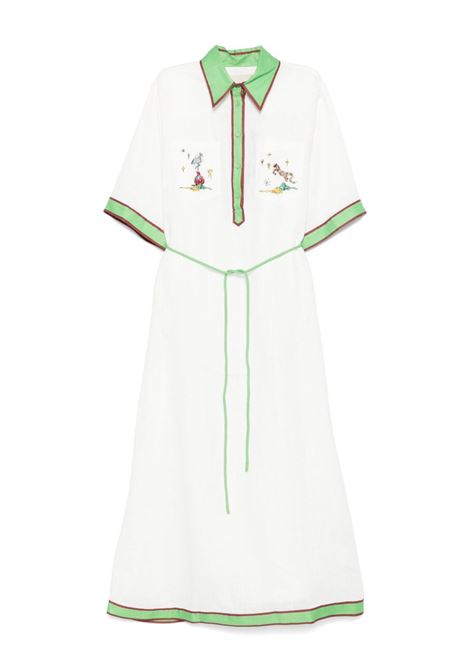 Abito in lino con bordi a contrasto in bianco e verde Alemais - donna ALEMAIS | 5180DCRM