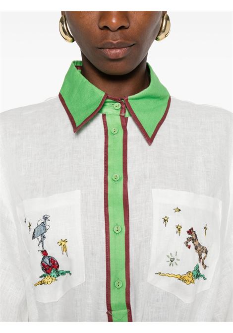 Abito in lino con bordi a contrasto in bianco e verde Alemais - donna ALEMAIS | 5180DCRM
