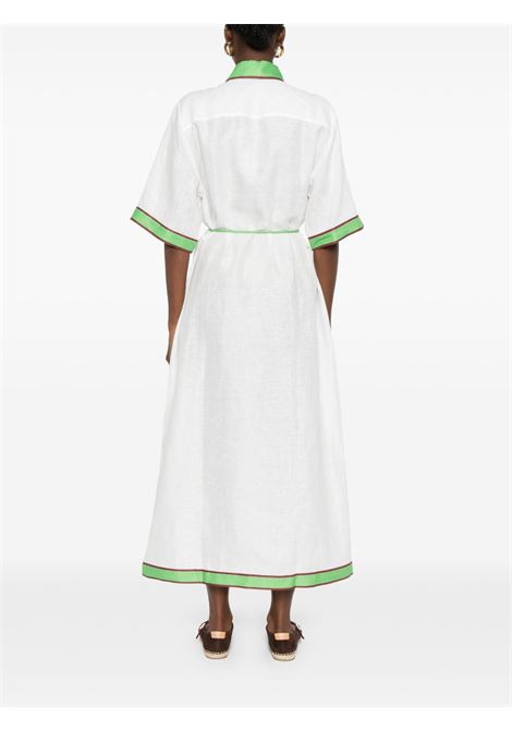 Abito in lino con bordi a contrasto in bianco e verde Alemais - donna ALEMAIS | 5180DCRM