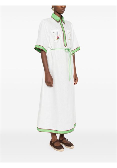 Abito in lino con bordi a contrasto in bianco e verde Alemais - donna ALEMAIS | 5180DCRM
