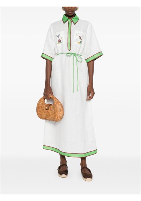 Abito in lino con bordi a contrasto in bianco e verde Alemais - donna ALEMAIS | 5180DCRM