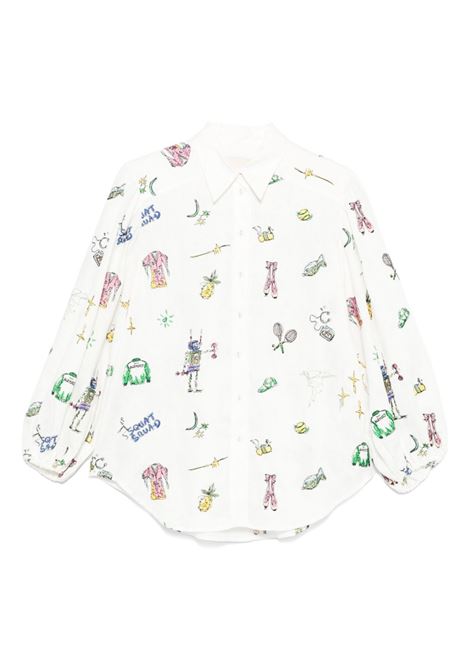 Cream long-sleeved graphic-print shirt Alemais - women ALEMAIS | 5182TCRM