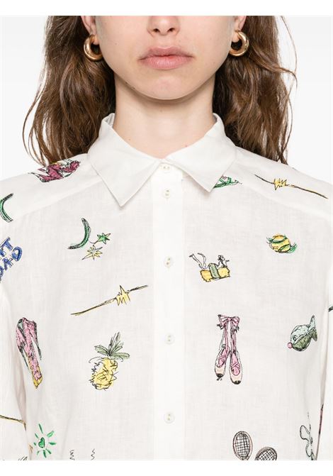 Cream long-sleeved graphic-print shirt Alemais - women ALEMAIS | 5182TCRM