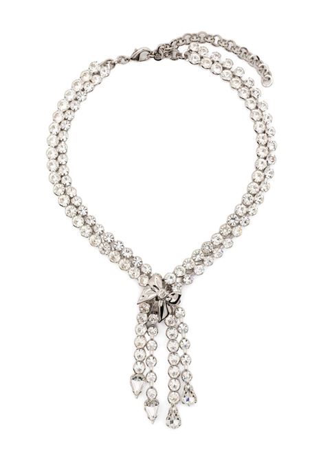 Silver crystal-embellished fringed necklace Alessandra rich - women ALESSANDRA RICH | Necklaces | FABA3282J00240001