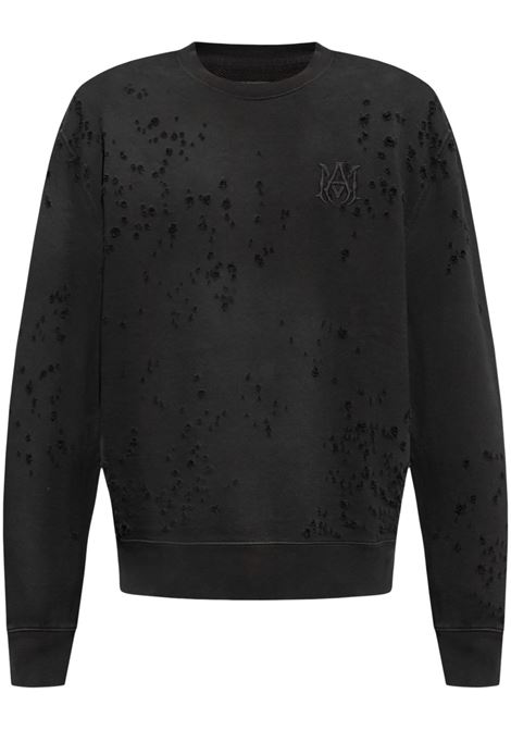 Felpa in cotone con logo ricamato in nero Amiri - uomo