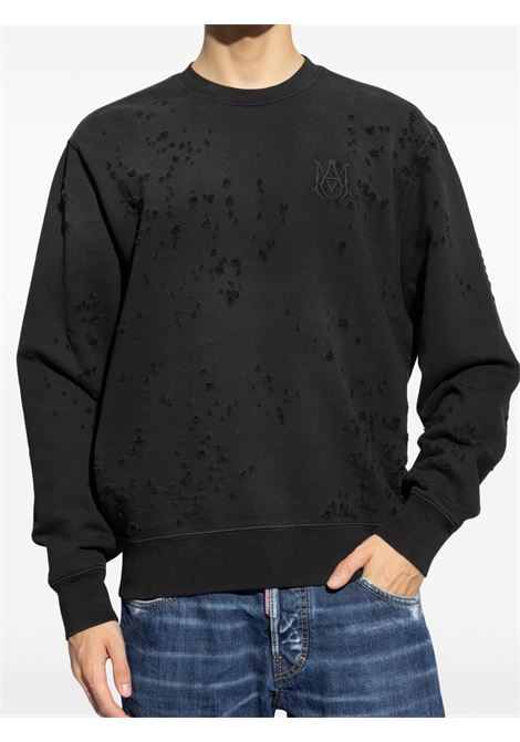 Felpa in cotone con logo ricamato in nero Amiri - uomo AMIRI | AMJYCW1033BLK