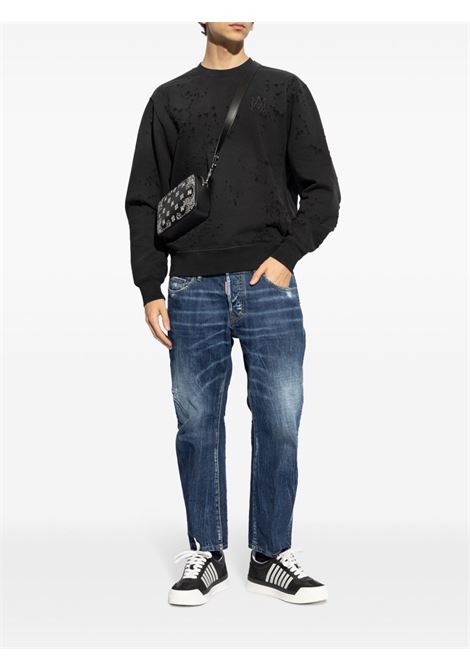 Felpa in cotone con logo ricamato in nero Amiri - uomo AMIRI | AMJYCW1033BLK