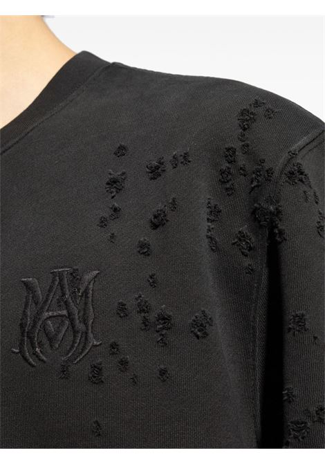 Felpa in cotone con logo ricamato in nero Amiri - uomo AMIRI | AMJYCW1033BLK