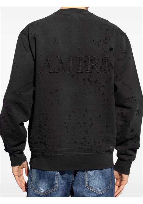 Felpa in cotone con logo ricamato in nero Amiri - uomo AMIRI | AMJYCW1033BLK