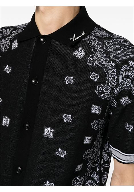Polo con stampa bandana in nero Amiri - uomo AMIRI | AMKNPO1029BLK