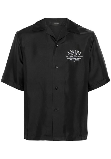 Black silk short-sleeved shirt Amiri - men AMIRI | AMSTBW1018BLK