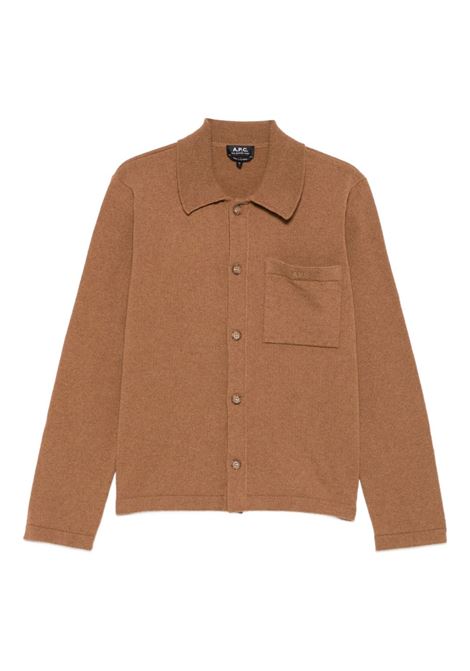 Camel beige buttoned patch-pocket cardigan A.P.C. - men A.P.C. | WOASBM03005CAB
