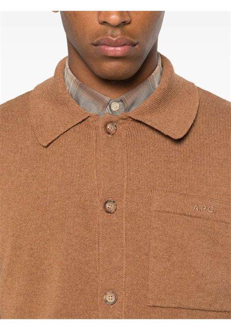 Camel beige buttoned patch-pocket cardigan A.P.C. - men A.P.C. | WOASBM03005CAB