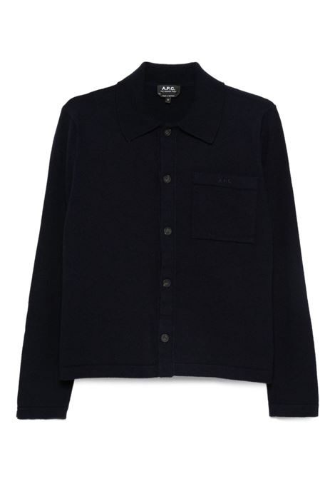 Blue buttoned patch-pocket cardigan A.P.C. - men A.P.C. | WOASBM03005IAK