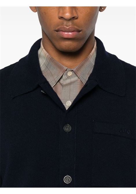 Blue buttoned patch-pocket cardigan A.P.C. - men A.P.C. | WOASBM03005IAK