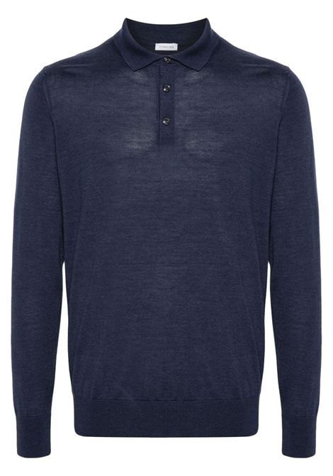 Blue fine-knit polo shirt Caruso - men