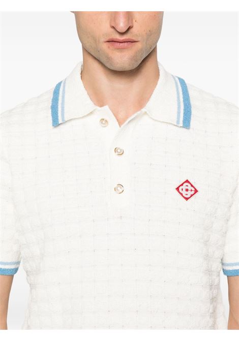 White stripe-trim polo shirt Casablanca - men CASABLANCA | MPF25KW99901WHT