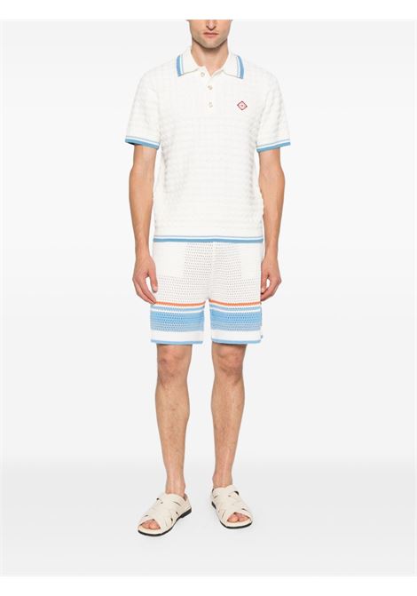 White stripe-trim polo shirt Casablanca - men CASABLANCA | MPF25KW99901WHT