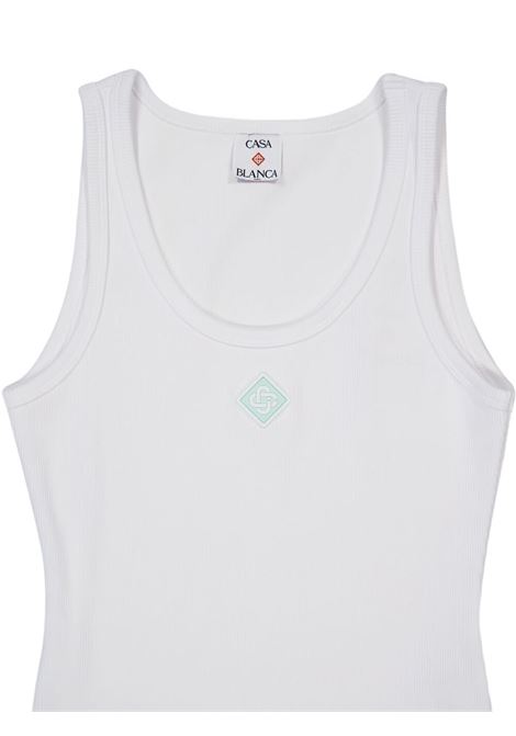 Canotta a coste con scollo quadrato in bianco Casablanca - donna CASABLANCA | WPF25JTS03902WHT