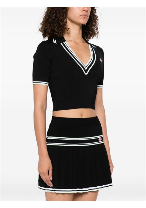 Canotta in maglia con scollo a V in nero Casablanca - donna CASABLANCA | WPF25KW101801BLK