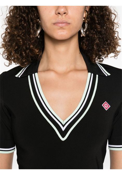 Canotta in maglia con scollo a V in nero Casablanca - donna CASABLANCA | WPF25KW101801BLK