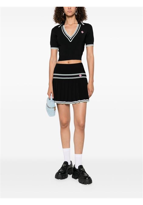 Black pleated striped skirt Casablanca - women CASABLANCA | WPF25KW1027BLK
