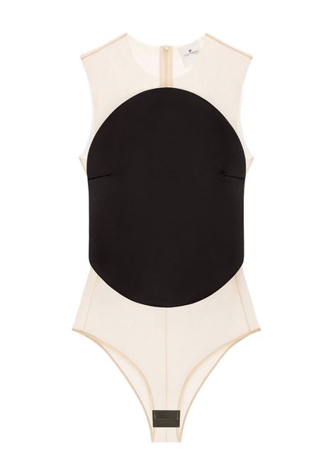Beige and black illusion circle satin bodysuit Courrèges - women COURRÈGES | 325JBD143PL01629999