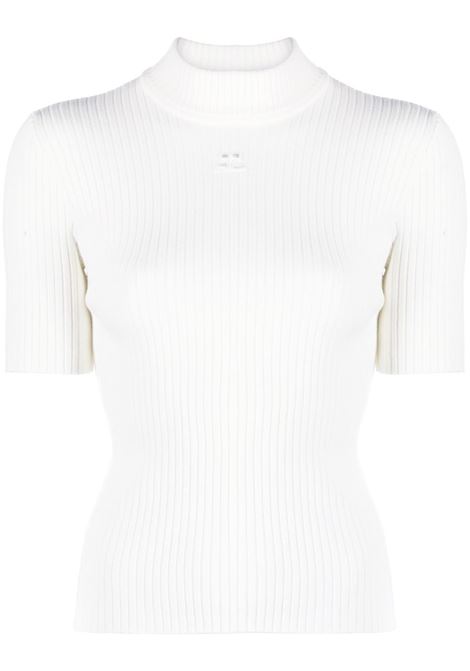 Top corto in maglia a coste in bianco - COURREGES  -  donna COURRÈGES | PERMPU026FI00010001
