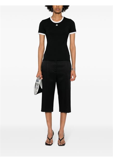 T-shirt con bordo a contrasto in nero Courrèges - donna COURRÈGES | VESJTS017JS00709901