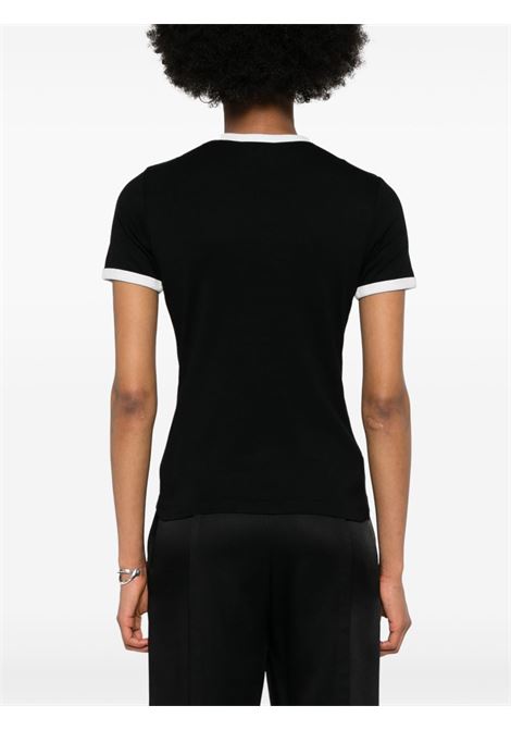 T-shirt con bordo a contrasto in nero Courrèges - donna COURRÈGES | VESJTS017JS00709901