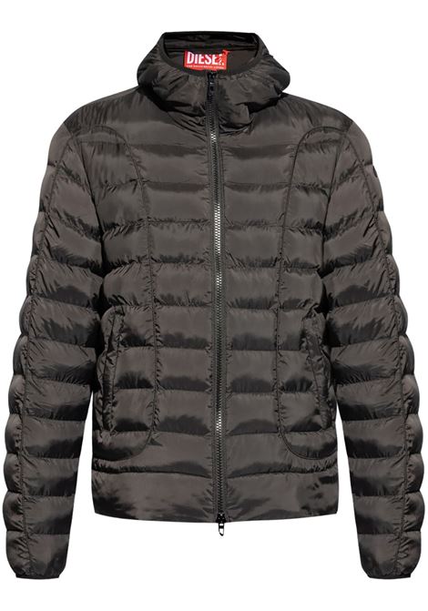 Coffee brown W-Stone logo-appliqué puffer jacket Diesel - men DIESEL | A147200BHAZ9XX