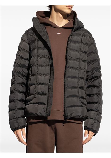 Coffee brown W-Stone logo-appliqué puffer jacket Diesel - men DIESEL | A147200BHAZ9XX