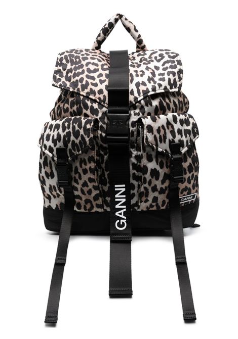 Multicolored leopard-print buckled backpack Ganni - women GANNI | A4757943