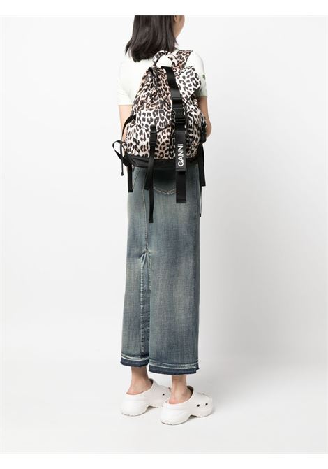 Multicolored leopard-print buckled backpack Ganni - women GANNI | A4757943