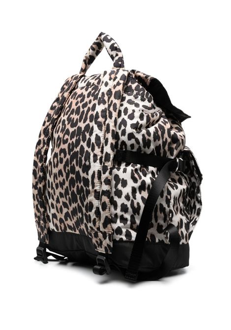 Multicolored leopard-print buckled backpack Ganni - women GANNI | A4757943