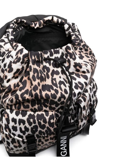 Multicolored leopard-print buckled backpack Ganni - women GANNI | A4757943
