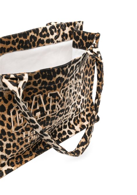 Borsa tote con stampa leopardata in marrone Ganni - donna GANNI | A5807943