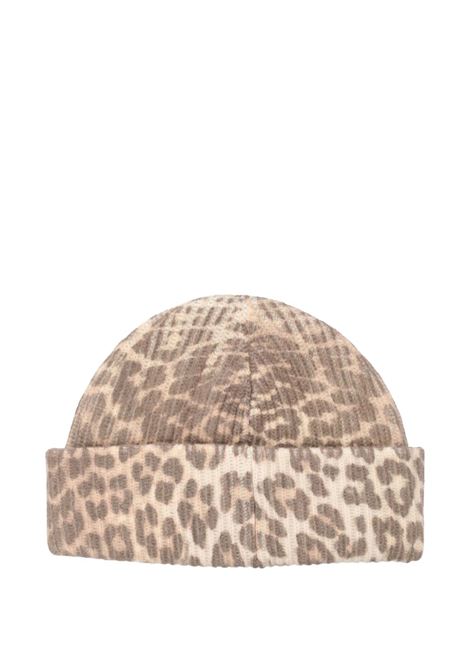 Beige leopard-print beanie Ganni - women GANNI | A6658943