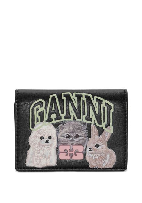 Porta carte con stampa in nero Ganni - donna GANNI | A6776099