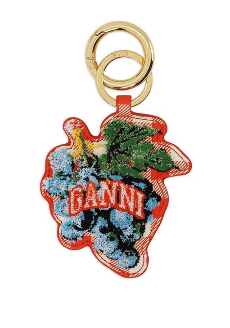 Portachiavi con logo in arancione Eleventy - uomo GANNI | A6810847